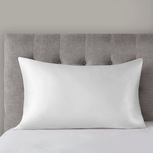 JLA Home Madison Park - 100% Mulberry silk pillowcase 25mm 6A OEKO-TEX satin finish with hidden zipper for skin & hair care White MP21-7270