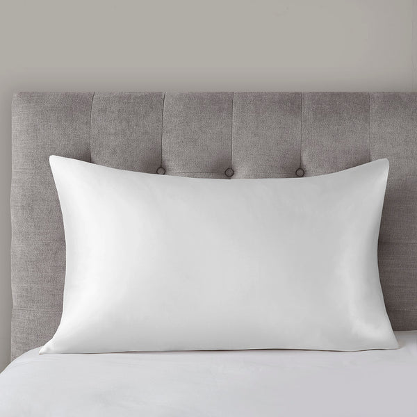 JLA Home Madison Park - 100% Mulberry silk pillowcase 25mm 6A OEKO-TEX satin finish with hidden zipper for skin & hair care White MP21-7270