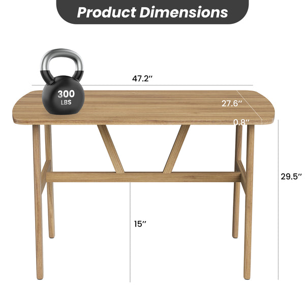 English Elm Dining Rectangular Wood Table for 4-6 with Sturdy Metal Frame, Rounded Corners, Easy Assembly, Durable Modern Dining Room Centerpiece Natural T3623P380091