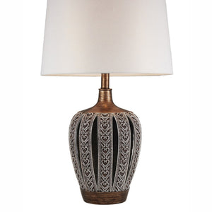 English Elm 28.25" Everly Polyresin Table Lamp Brown Finish with White Drum Shade, UL Listed, 3-Way Dimmer B072116210