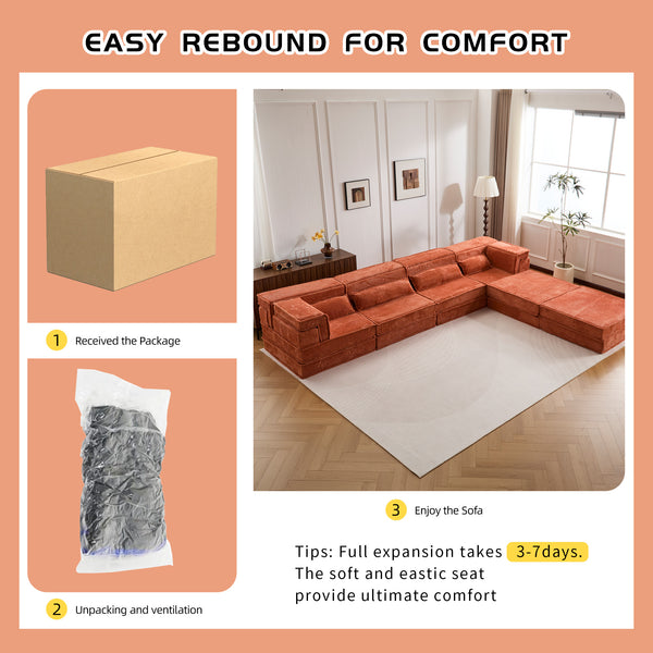 English Elm Compression Mahjong Sofa: Versatile No Assembly Modular Floor Sofa Bed For Cozy Living Spaces W3723S00038