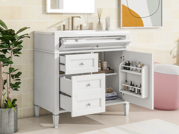 English Elm 36'' Modern Bathroom Vanity With Ceramic Sink, Soft-Close Drawers, Ample Storage & Elegant Design N710P230246K