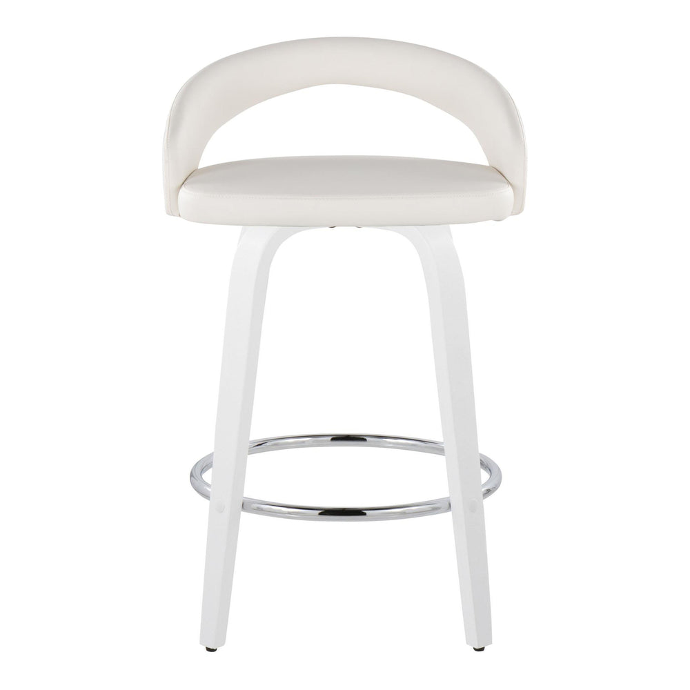English Elm Fixed-height Swivel Counterstools with Faux Leather Seats Chrome Footrest Set of 2 B202S01834