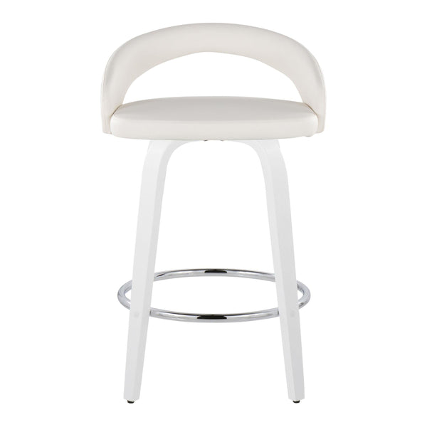 English Elm Fixed-height Swivel Counterstools with Faux Leather Seats Chrome Footrest Set of 2 B202S01834