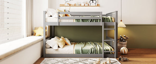 English Elm Full Over Bunk Bed Pine Frame Gray Finish Kids Guest Room Sleep Solution LT100207AAE