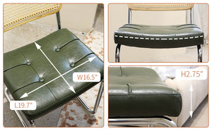 English Elm Dining Chairs Set of 4 Velvet Seat Woven Rattan Back Chrome Cantilever Frame Dark Green W2105S00002