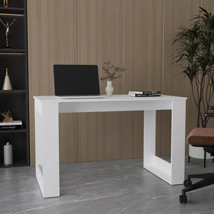 English Elm Oviedo 120 Writing Desk with Foldable Design, White MDF, 47.2" Compact Home Office Workspace B070P337164