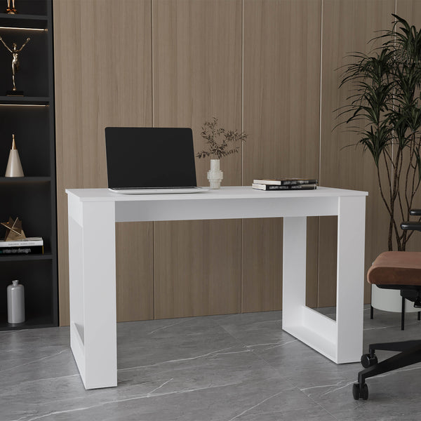English Elm Oviedo 120 Writing Desk with Foldable Design, White MDF, 47.2" Compact Home Office Workspace B070P337164