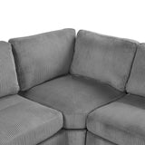 English Elm 121.3" Sectional Couch Sofa Bed Modular Sofa With Two Movable Ottomans For Living Room (Old Sku:N719S001640E), Gray