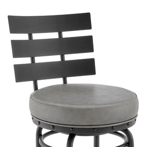 English Elm Piren Swivel Bar Stool In Elegant Black With Gray Faux Leather For Chic Home Décor & Comfort B2736P268571-GIGA