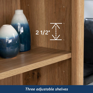 English Elm 5-Shelf Bookcase With Warm Brown Finish - Stylish, Adjustable, And Versatile Storage Solution For Any Space B356P402788