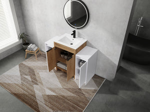 English Elm 48 Inch Freestanding Bathroom Vanity With Ceramic Sink & Soft-Close Doors For Modern Elegance W999S00314