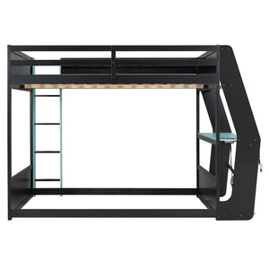 English Elm Full-size Gaming Loft Bed with Integrated Rgb Desk Usb Ports and Esports Frame Blue LT000239AAC