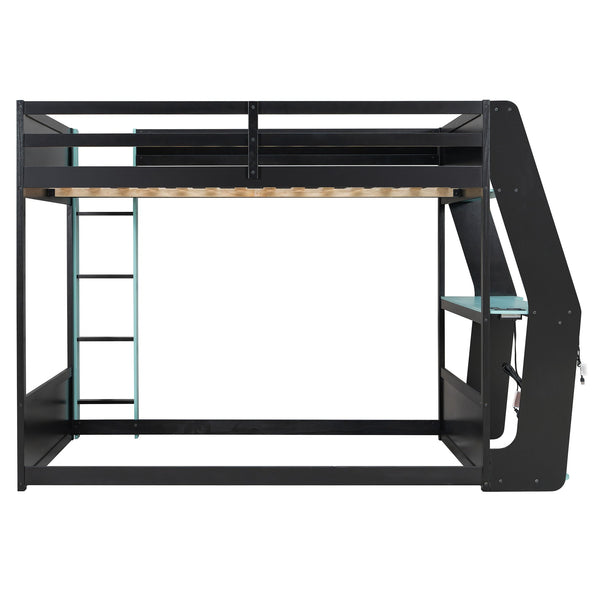 English Elm Full-size Gaming Loft Bed with Integrated Rgb Desk Usb Ports and Esports Frame Blue LT000239AAC
