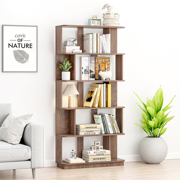 English Elm 31.5" Tall 5-tier Mdf Bookcase Slim Open Shelving Unit for Office Bedroom Living Room Dark Brown W2899P444163