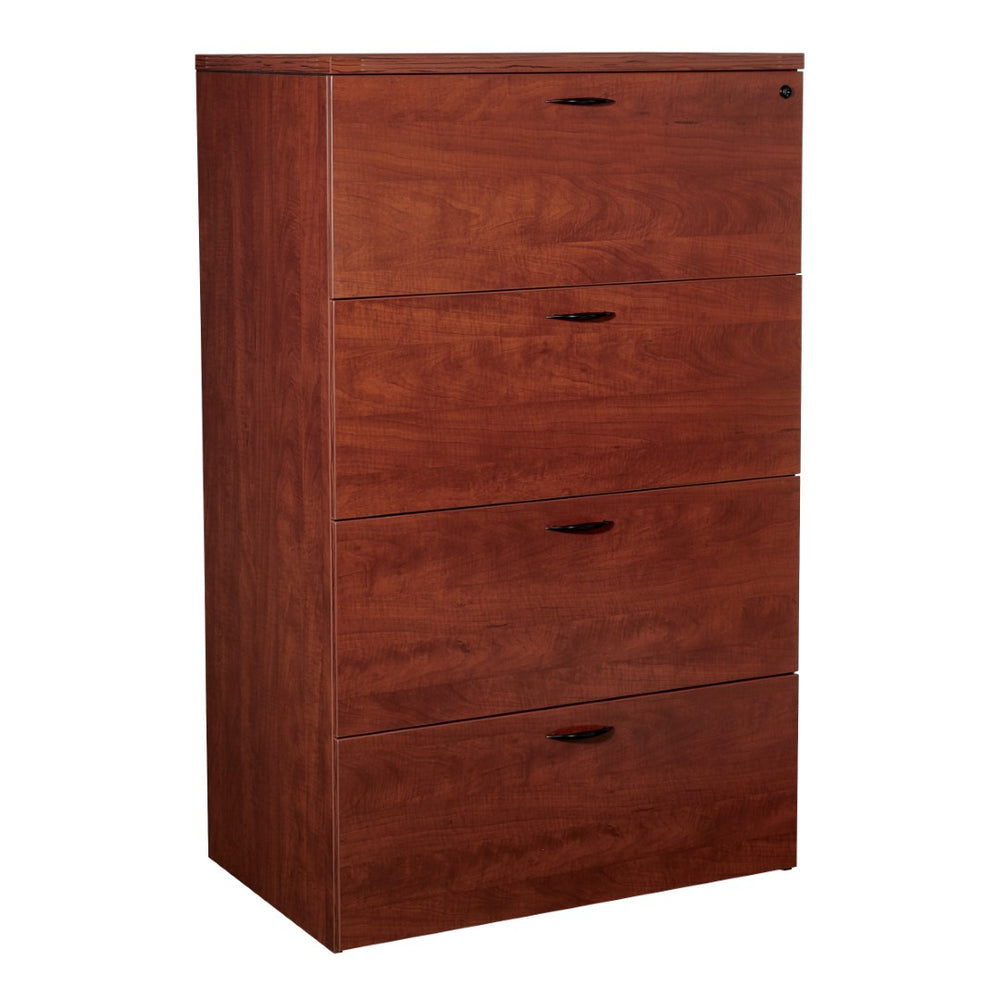 OSP Home Furnishings Napa Four Drawer Lateral File Cabinet for Executive and Home Office Use Cherry NAP-109-CHY