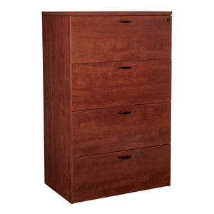 OSP Home Furnishings Napa Four Drawer Lateral File Cabinet for Executive and Home Office Use Cherry NAP-109-CHY
