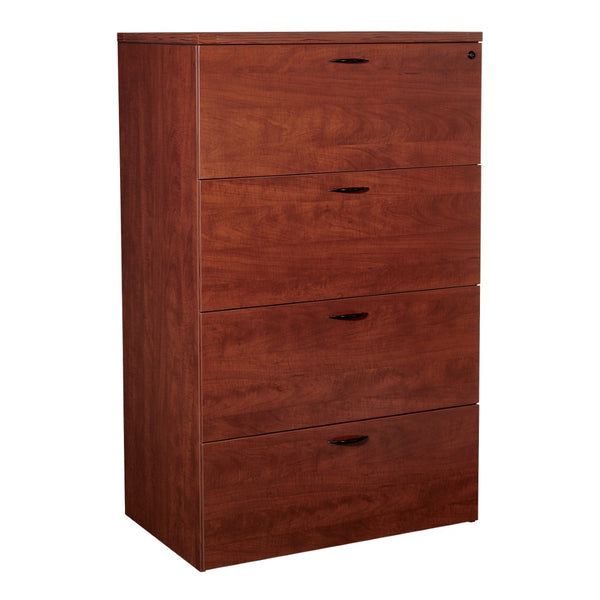 OSP Home Furnishings Napa Four Drawer Lateral File Cabinet for Executive and Home Office Use Cherry NAP-109-CHY