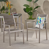 Christopher Knight Home® - Noble House - Cape Coral Outdoor Modern Aluminum Dining Chair With Faux Wood Seat - Set Of 2