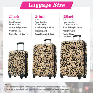 English Elm Hardshell Polycarbonate Luggage Set Three Piece Spinner Suitcases with Tsa Lock Brown Leopard N732P218227W
