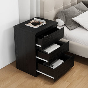 English Elm 19.7-inch Matte Finish Nightstand with Touch Release Drawers for Minimalist Bedrooms Black W3151P407887