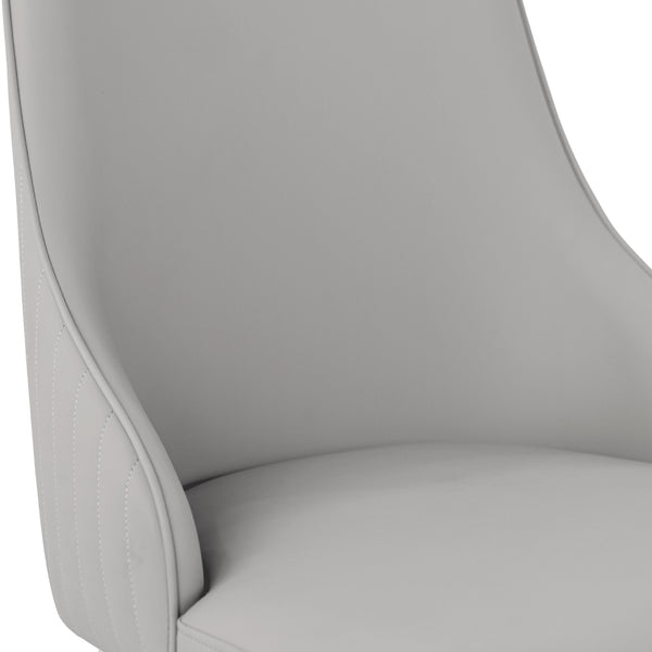 English Elm Modern Pu Sponge-Filled Dining Chair Set of 2, Gray Faux Leather, Golden Stainless Legs, Water-Resistant Stylish Seating (280 lb) W1535P227672