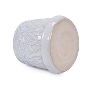 English Elm 2 Pieces Ceramic Planter Pot Set – Elegant Gloss White Flowerpots For Indoor & Outdoor Decor Spaces W3273P322374