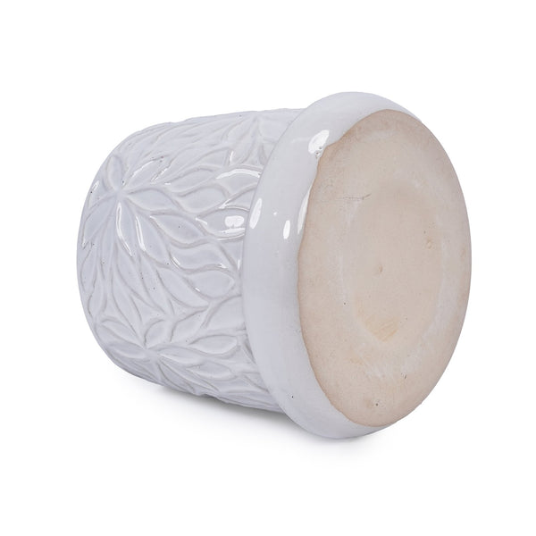 English Elm 2 Pieces Ceramic Planter Pot Set – Elegant Gloss White Flowerpots For Indoor & Outdoor Decor Spaces W3273P322374