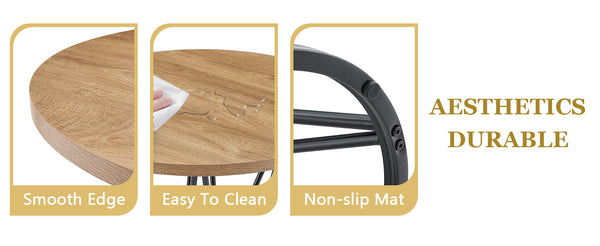 English Elm Single Package Industrial Bar Set Round Mdf Top with Metal Frame Seats 2 for Kitchen Black,Wood W1151P434793