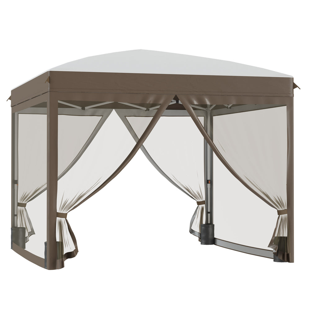 English Elm Outsunny 10x10 Pop up Canopy with Mesh Walls Uv50 Oxford Roof Outdoor Shelter W2225P174241