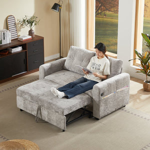 English Elm Modern Chenille Tufted Sleeper Sofa with Usb Port and Storage for Guest Rooms W1183S00025