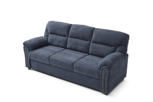 English Elm Hamilton Tufted Chenille Sofa with Nailhead Trim, Foam-Encased Coil Support and Removable Back Cushions Blue 33 L x 80 W x 23 H B078P349532