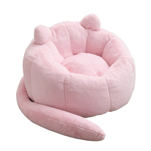 English Elm Cat-shaped Bean Bag Sofa with Sculptural Tail Armrest for Playful Living Spaces Pink W2311P457294