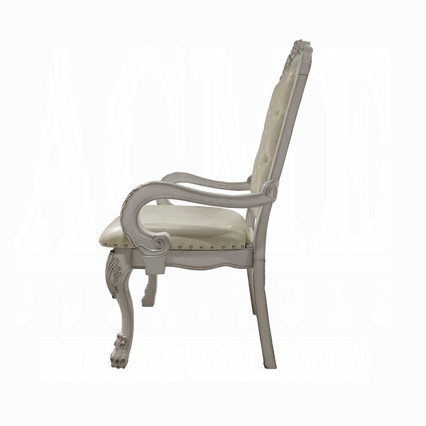 English Elm Ivory Tufted Arm Chair Set Of 2 - Elegant Bone White Upholstery With Claw Legs For Luxurious Comfort B062P209250