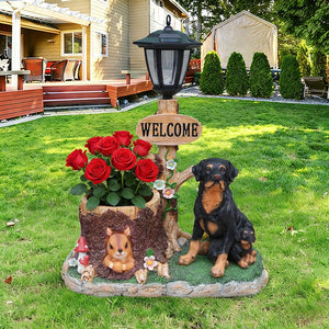 English Elm Rottweiler Mother and Puppy Sculptural Garden Planter Weatherproof Outdoor Accent W5398P464249