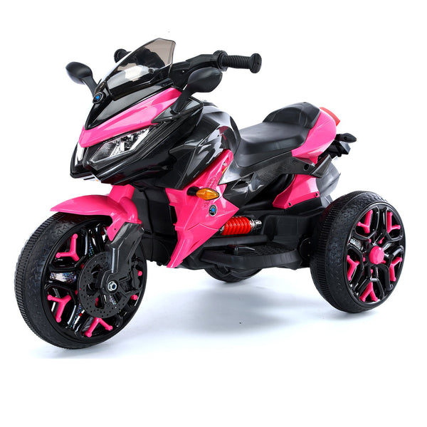 English Elm Kids 12v Battery Powered Ride on Motorcycle with Light up Wheels and Training Stabilizers W1760P252033