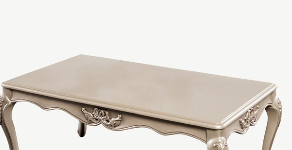 English Elm Traditional Coffee Table With Curved Legs, Carved Details & Elegant Champagne Finish For Living Rooms B2741P361147-GIGA