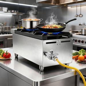 English Elm Commercial Dual Burner Stainless Steel Countertop Gas Range for Professional Kitchens W5057P394269
