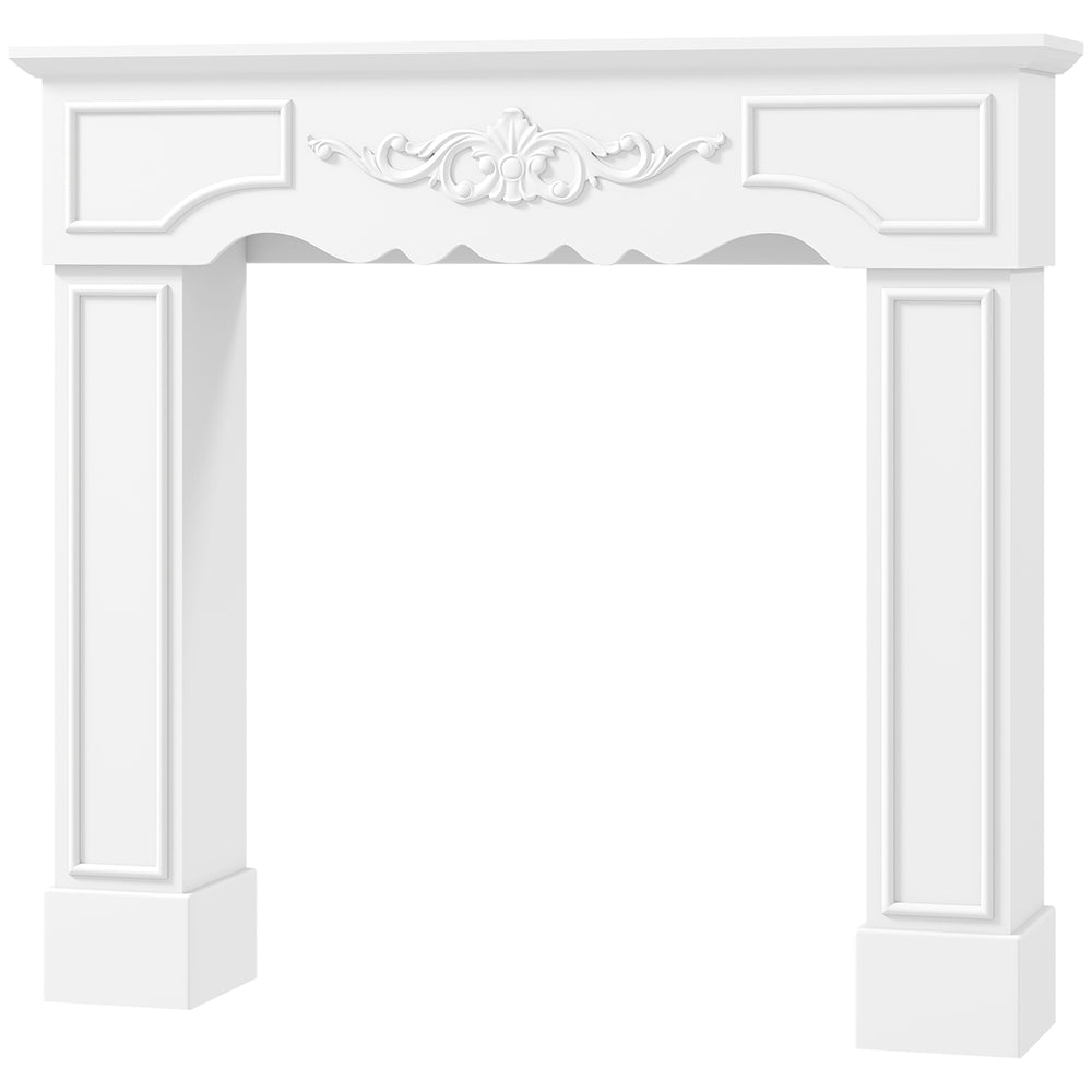 English Elm Fireplace Surround Freestanding Baroque White Wood Mdf Mantel Shelf Ornate Columns T3971P400628
