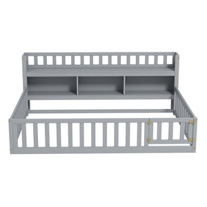 English Elm Twinhouse-sf-gy Solid Wood House Frame Floor Bed for Kids Cozy Low Profile W308P292335