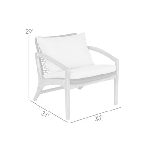 English Elm Liora Outdoor Chair: Stylish Dark Eucalyptus & Gray Rope With Plush White Cushions For Comfort B2736P354322