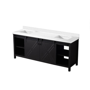 English Elm Brown Double Bath Vanity With Cultured Marble Countertop - Elegant 80" W Storage Solution For Two Sinks B2731P260154