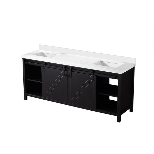 English Elm Brown Double Bath Vanity With Cultured Marble Countertop - Elegant 80" W Storage Solution For Two Sinks B2731P260154