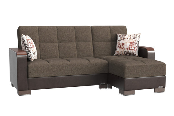 English Elm Primenest Zenaero Convertible Chaise Lounge With Wood Trim, Storage & Comfortable Sleeper Design B030P303558-GIGA