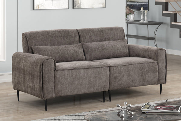 English Elm Rossa Three Seat Chenille Sofa with Pocket Coil Support and Sleek Metal Legs Gray B2749S00086