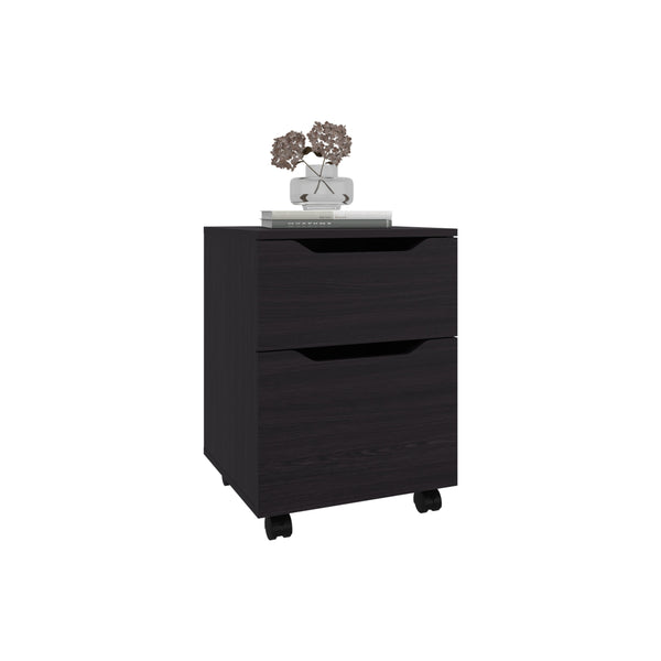 English Elm Nightstand, Engineered Wood 1 Drawer Compact Black Nightstand with Sturdy Legs, Modern Design 22.6" B097P350290