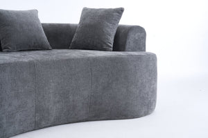 English Elm Crescent-shaped Chenille Loveseat Low Profile Curved Sofa for Modern Living Rooms Grey W5188P450353