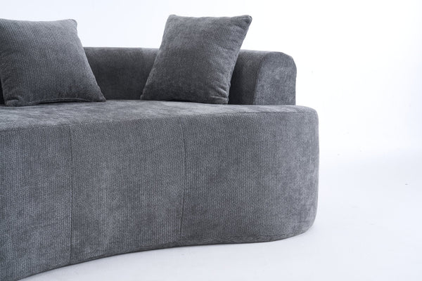 English Elm Crescent-shaped Chenille Loveseat Low Profile Curved Sofa for Modern Living Rooms Grey W5188P450353