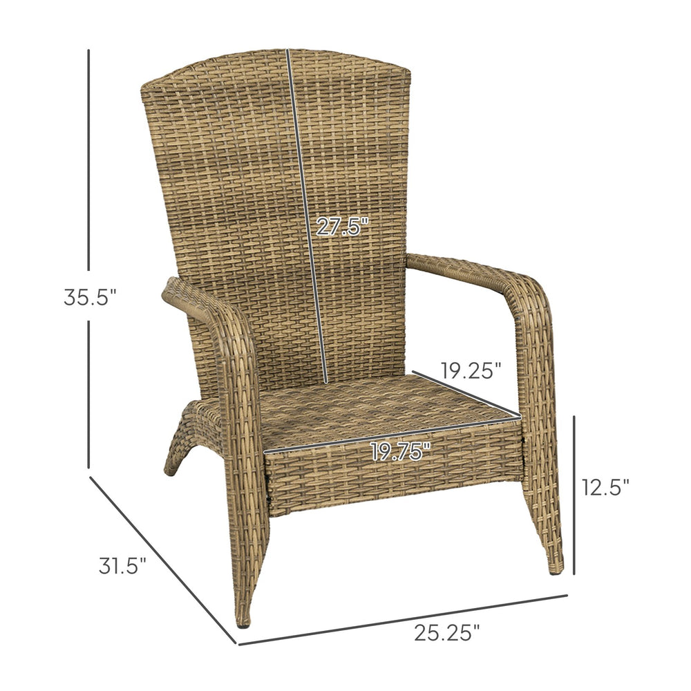 English Elm Soft Cushioned Wicker Adirondack Patio Chair with Tall Curved Back and Wide Armrests T3971P417339