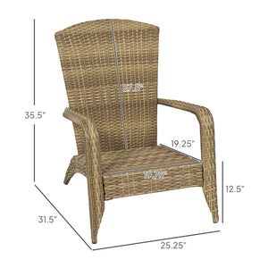 English Elm Soft Cushioned Wicker Adirondack Patio Chair with Tall Curved Back and Wide Armrests T3971P417339